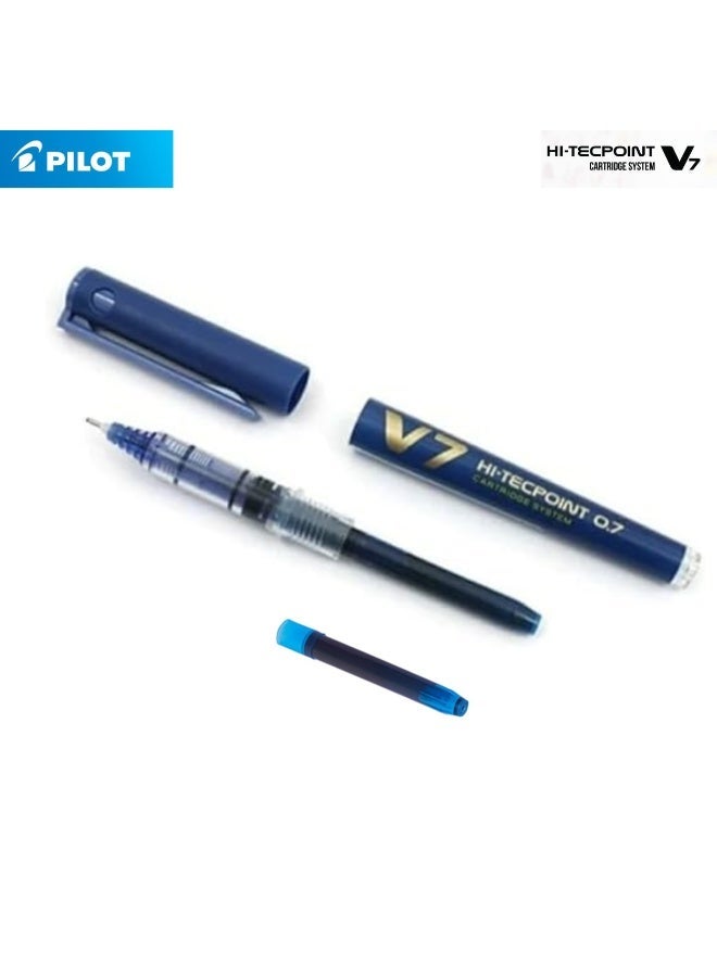 PILOT Pilot V7 Hi-Tecpoint Gel Pen with Cartridge System, Blue, 1 Pen with 1 Free Refill Cartridge - Image 3